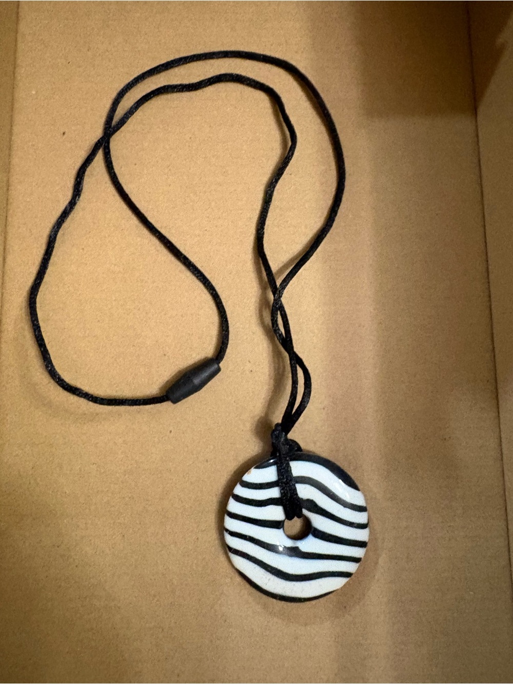 Black and White Zebra Stripe Pendant Necklace - Women Accessories